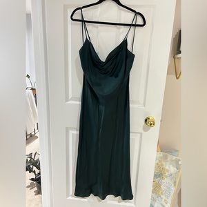 Zara green maxi slip dress with cowl neck